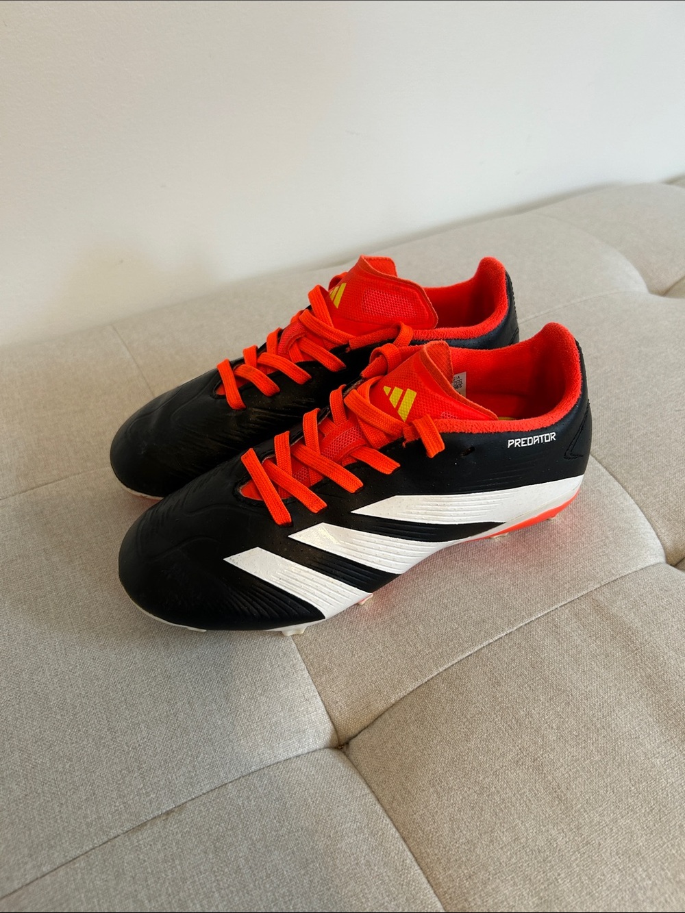 Adidas Size 13K (Kids) Black and Orange Soccer Shoes
